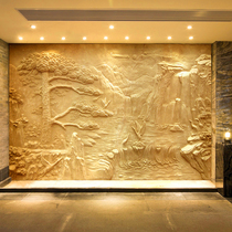 Professional custom artificial sandstone FRP imitation copper relief background wall Landscape character sculpture relief decorative mural