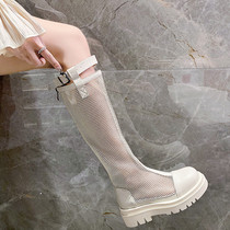 Long boot woman however kneecap 2022 new web face breathable summer thick bottom high cylinder Cavaliers boots slim stretch boots
