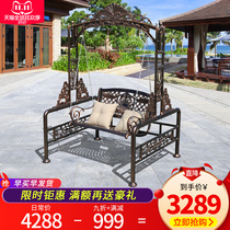 Cast aluminum swing Villa Garden double cradle hanging chair outdoor waterproof sunscreen carved courtyard home swing chair