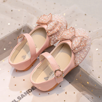 Girl Shoes Princess Shoes 2023 Fall New Children Shoes Soft Bottom Water Crystal Shoes Single Shoes Woman Baby Bean Leather Shoes