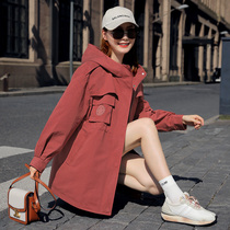 Windbreaker womens mid-length 2021 spring and autumn new Korean loose small man high-end fashion tooling short jacket trend