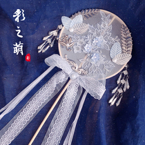 Color pure hand custom retro Chinese style of the Southern twilight of the Southern twilight palette fan long - handle embroidery