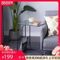 Nordic creative sofa side several living room mini glass iron bed side small table small tea table light luxury simple side table