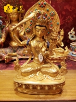 Nepal full gilt silk Manjusri Bodhisattva Buddha statue Manjusri 23cm high 7 inch precision making