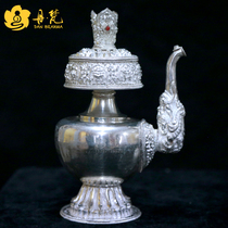 Nepal 925 sterling silver Wenba pot Water purification bottle can top pot Tibetan Buddhist supplies Benba pot