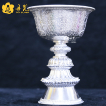 Nepal pure silver ghee lamp pure silver for lamp boutique admire light Eight precious butter oil lamp diameter 13cm