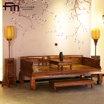 Luohan bed solid wood Chinese Elm new Chinese sofa combination simple modern antique small apartment Zen bed bed