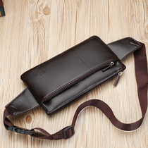 2020 Korean mens running bag leather texture chest bag fashion tide shoulder shoulder bag multifunctional outdoor small backpack