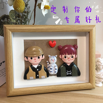 Soft pottery doll custom birthday gift male to send girlfriend girlfriend Q version handmade diy clay photo frame wedding creativity