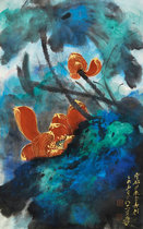 Art micro-spray Zhang Daqian own not (1979) year for splashing Lotus 40x64cm