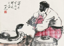 Art micro-spray Yang Zhiguang Ding Mao(1987) Snake training 50x36 cm