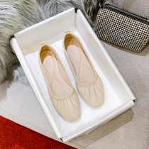 Chao brand soft-bottomed milk shoes 2021 New flat boat shoes soft leather pregnant women sandals a pedal Bean shoes women