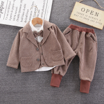 Korean boys small suit suit spring and autumn suit jacket childrens British vest three-piece childrens baby dress