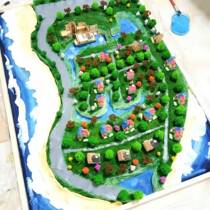 Huanyi landscape solid model handmade sand table landscape garden interior graphic design 3D printing to map customization Su