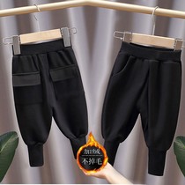 Childrens trendy handsome integrated suede Harlan pants Charenpants Pants Plus Suede Thickened Spring Autumn Winter Style Male Baby Autumn Clothing