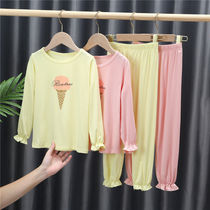 Little girl modal two sets of tide childrens pajamas spring and autumn foreign Baby Home clothing set cotton air conditioning clothing