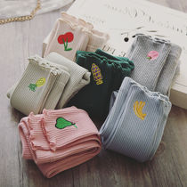 2021 autumn new swimsuit girls slim leggings baby 70 cotton thread cartoon fruit embroidery pants tide
