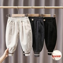 2021 Autumn Winter New Boy Thickened Integral Suede Pants Mid-Child Winter Clothing Outwear Pants Children Add Suede Pants