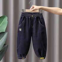 Children Plus Suede Pants Boy Clothing Autumn Clothes Boy Jeans 2021 New Tide Baby Autumn Winter Money Old Daddy Pants Boy