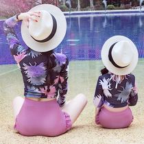 Korean parent-child swimsuit Long-sleeved split high-waisted pants belly cover mother-daughter swimsuit in the little girl baby sunscreen swimsuit