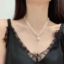 Pearl necklace 2021 new female wild niche design sense fairy choker neck chain choker sweater chain