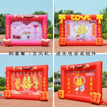 New wedding inflatable background wall inflatable arch painting background dragon and phoenix double joy rainbow door wedding Air model props
