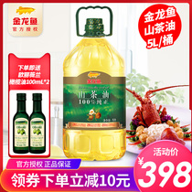 Golden Arowana oil tea seed oil 5L barrel camellia oil barrel tea seed oil Tea seed pressed plant edible oil