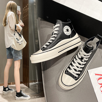 Thick soled high-top shoes women spring and autumn 2021 New Light women shoes casual flat board shoes Super fire high white shoes