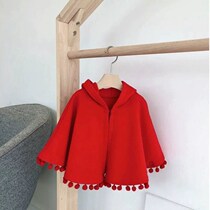 Baby cloak cloak autumn and winter out female baby Foreign shawl childrens hooded coat girl princess Net red dress