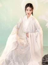 Yuqi returned to the original (Cangshan Snow) Ming Hanfu Crane embroidered round neck robe for men and womens tail