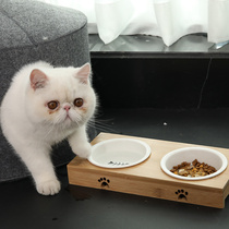 Ceramic cat food bowl Cat bowl Double bowl to protect the cervical spine Cat food bowl Cat food bowl Pet bowl Dog bowl Dog bowl anti-knock