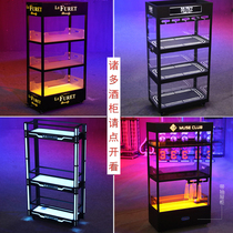 KTV bar LED glowing red wine cabinet Spall beer seat wine rack three layer mobile display Champagne wine cabinet