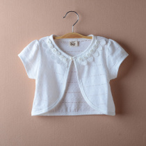 Summer girl shawl little girl with skirt white coat baby short sleeve thin cardigan sunscreen