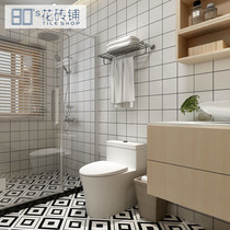  IKEA Nordic wall tiles kitchen bathroom tiles balcony wall tiles simple modern black and white nine-grid small white tiles