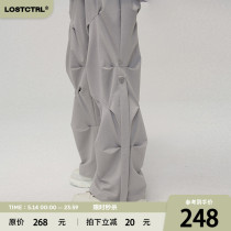 (Wang Jiar same style) LOSTCTRL design sense vibe wind casual pants male tide rofold pants cleanfit