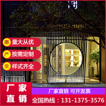 Antique aluminum lattice windows custom interior decoration wood color aluminum window flower aluminum alloy hollow metal screen carved partition