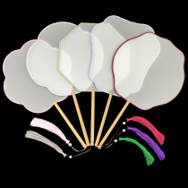 Real Silk Sky White Yellow Painting Fan Hand Fan Embroidery Group Fan Pink Round Fan Red Palace Fan Painting Fan Diy