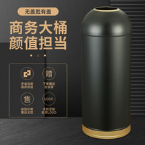 Outdoor stainless steel trash can Hotel shopping mall restaurant round lidless bucket Net Red milk tea shop large fruit box