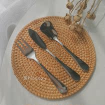 ins tableware Western dessert Butter knife fork stirring spoon three-piece set Silver simple Nordic style stainless steel 304