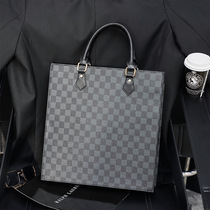 Hong Kong 2021 new trendy plaid briefcase Korean business computer vertical fashion Mens Hand bag