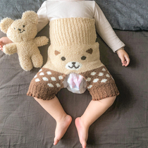 Children's Warm Pants One-piece Velvet Baby Male and Female Baby Infant and Child Sleeping High Waist to Protect Belly Thickened Inner Wear Open Gear