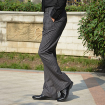 Autumn striped flared trousers mens hanging comfortable micro-La suit pants business leisure high trousers dancing wide leg pants