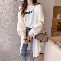 Net red medium long knit cardiovert 2021 autumn winter new lazy wind thickened outside wearing loose sweater jacket woman