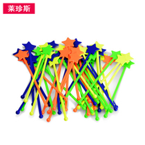 Colored solid star whipping stick plastic barter mixing stick cocktail garnish whipping stick big package price