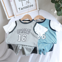 Boy Short Sleeve Speed Dry Suit Summer Childrens Slim Fit Baby Sports Summer Dress Korean Version Foreign Air Children Basketball Clothing Tide