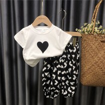 Girls set summer short sleeve T-shirt 3 two-piece set of foreign atmosphere 1 year old girl baby clothes girl Summer Children Summer 2