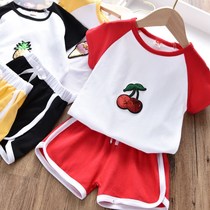 2021 New Girls summer short sleeve T-shirt shorts two-piece small children Korean version of foreign style fashion casual set