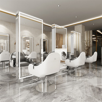 Net red hairdressing mirror table barber shop mirror Net Red simple modern hair salon special stainless steel with light hair cutting mirror table