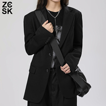 (sitting on a mountain air) Black suit jacket Womens senior senses small crowdDesign Temperament Spring Loose Korean version Mens leisure