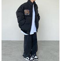 Baseball uniform mens winter thickened cotton-padded clothes female ins harbor wind Harajuku style bread suit large size fat mm retro coat tide